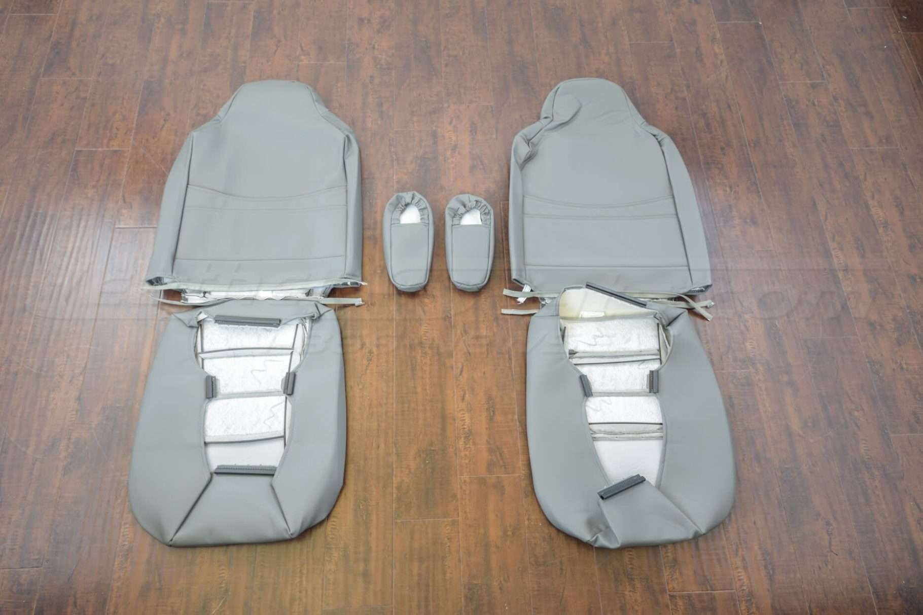 Ford Superduty Upholstery Kit - Light Grey - Back view of front seats and armrest