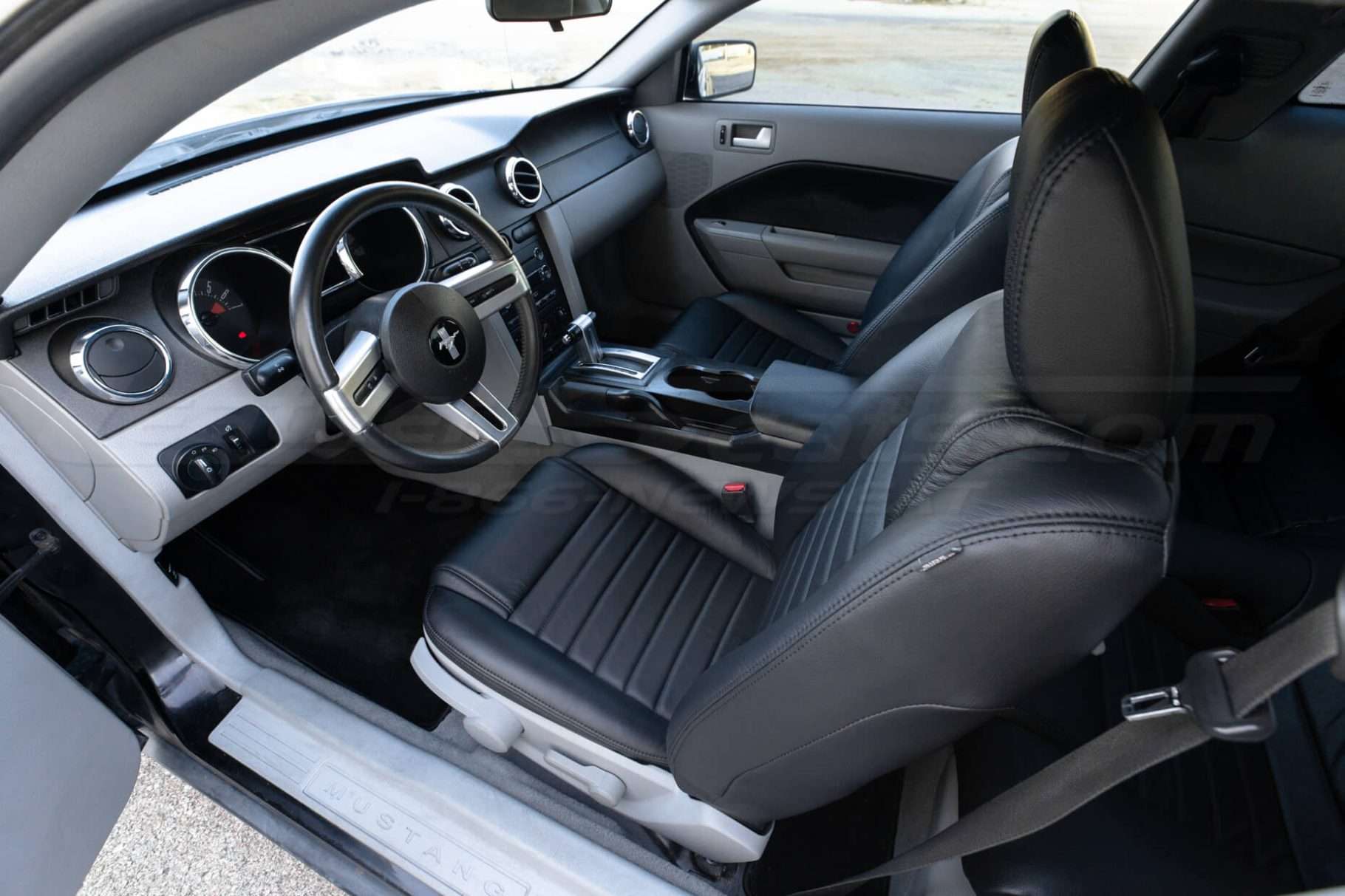 2005-2009 Ford Mustang Leather Seats - Black - Front drivers seat - top down angle
