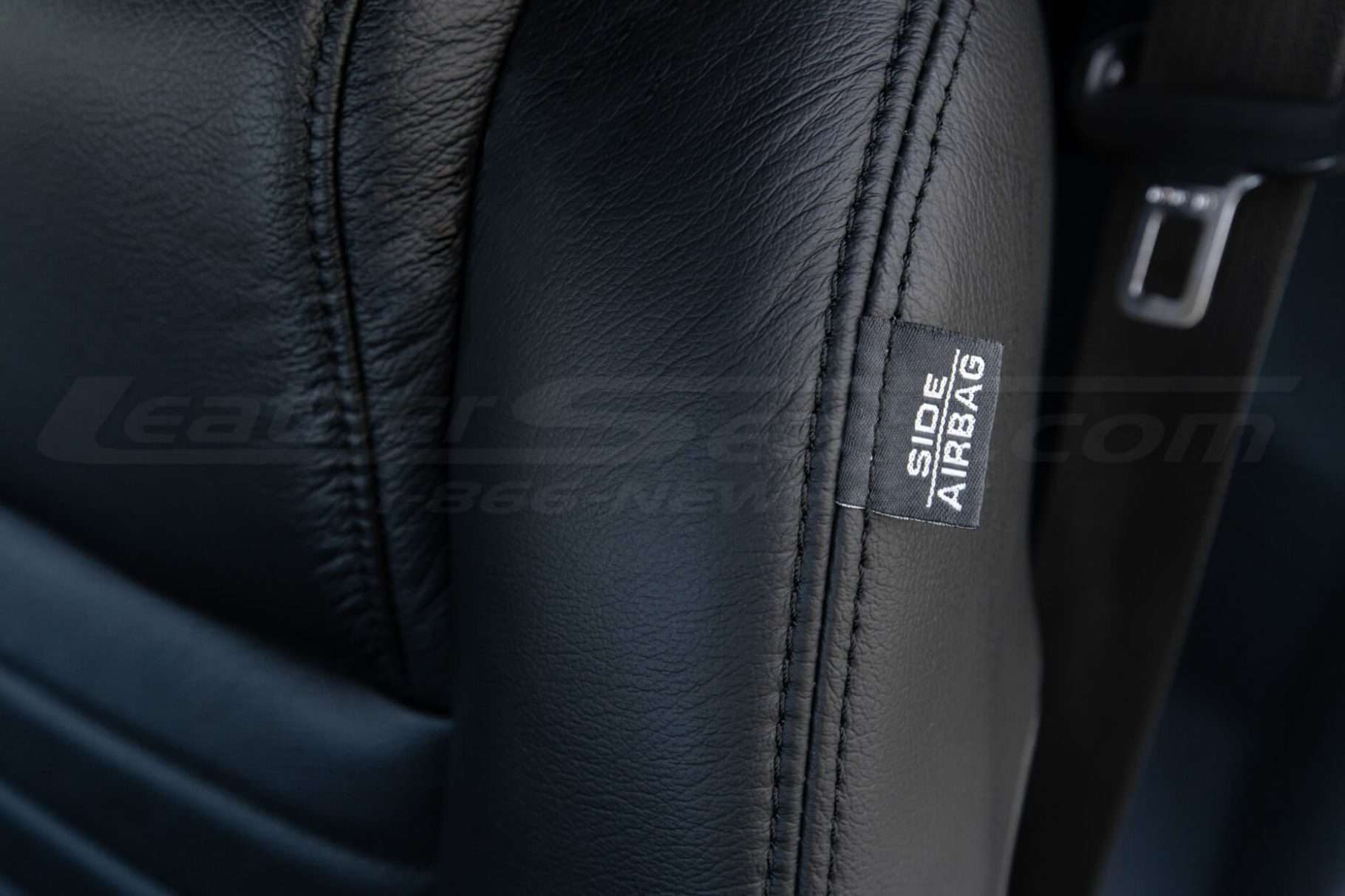 2005-2009 Ford Mustang Leather Seats - Black - Side stitching and airbag tag