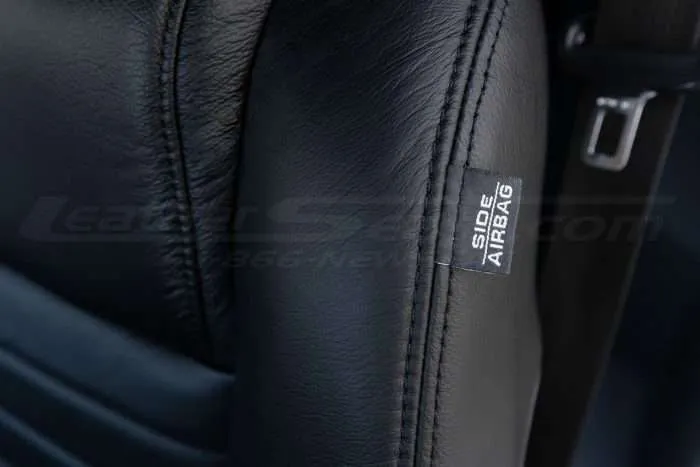 2005-2009 Ford Mustang Leather Seats - Black - Side stitching and airbag tag