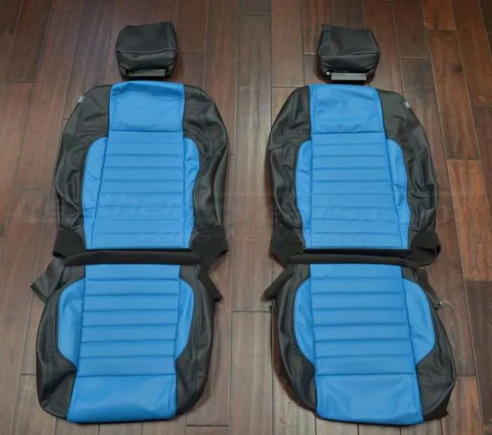 2005-2009 Ford Mustang leather Seats - Black & Grabber Blue - Front seats