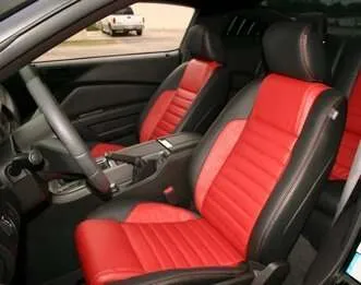 Ford Mustang installed leather kit - Black & Red