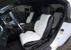 Ford Mustang installed leather kit - Black & White -Front interior drivers side