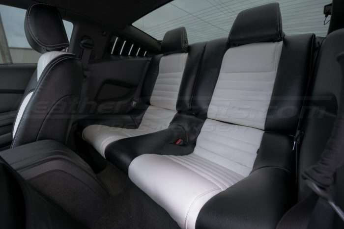 Ford Mustang installed leather kit - Black & White - Rear seats