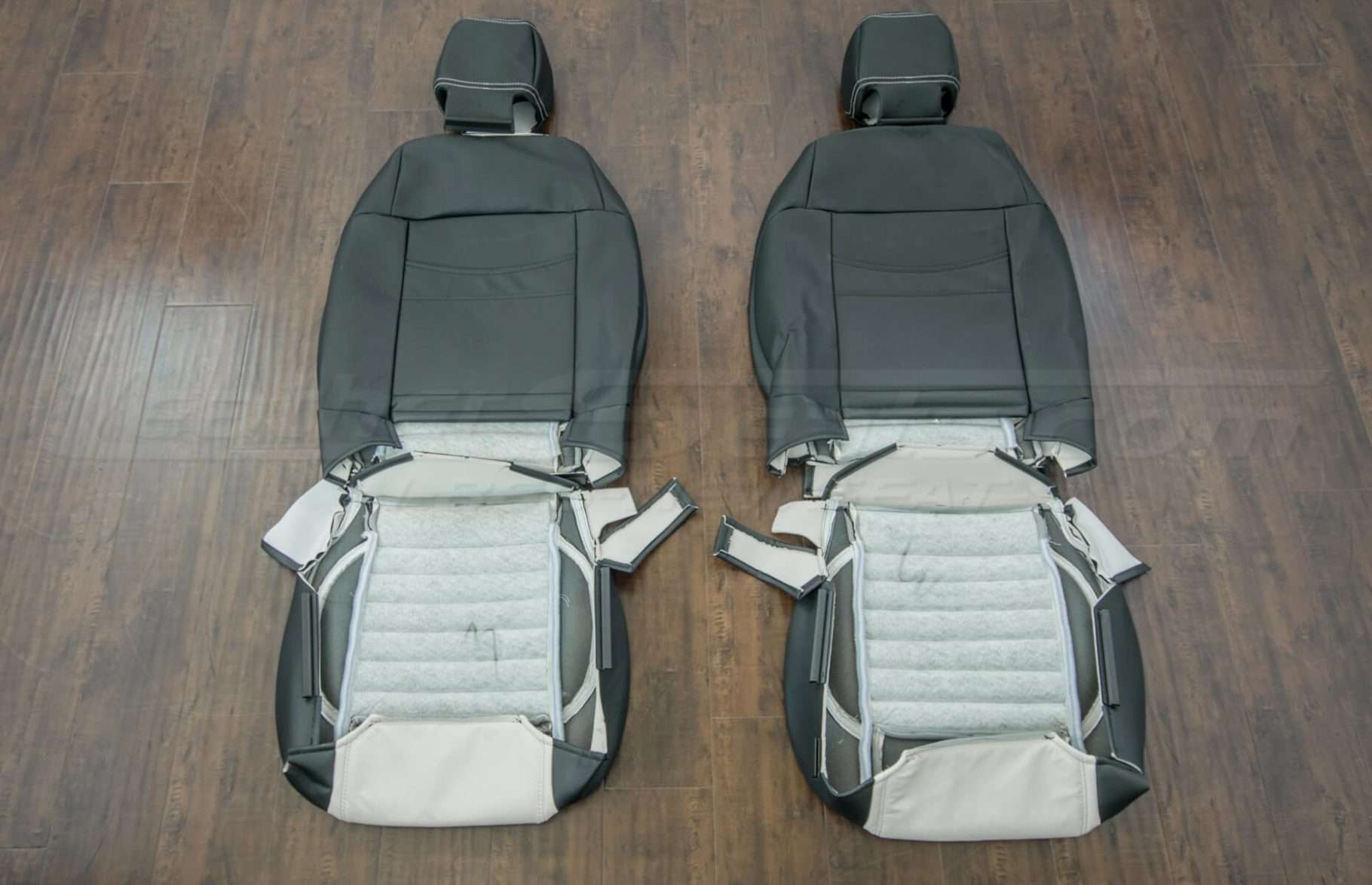 Ford Mustang Upholstery - Black & White - Back view of front sets