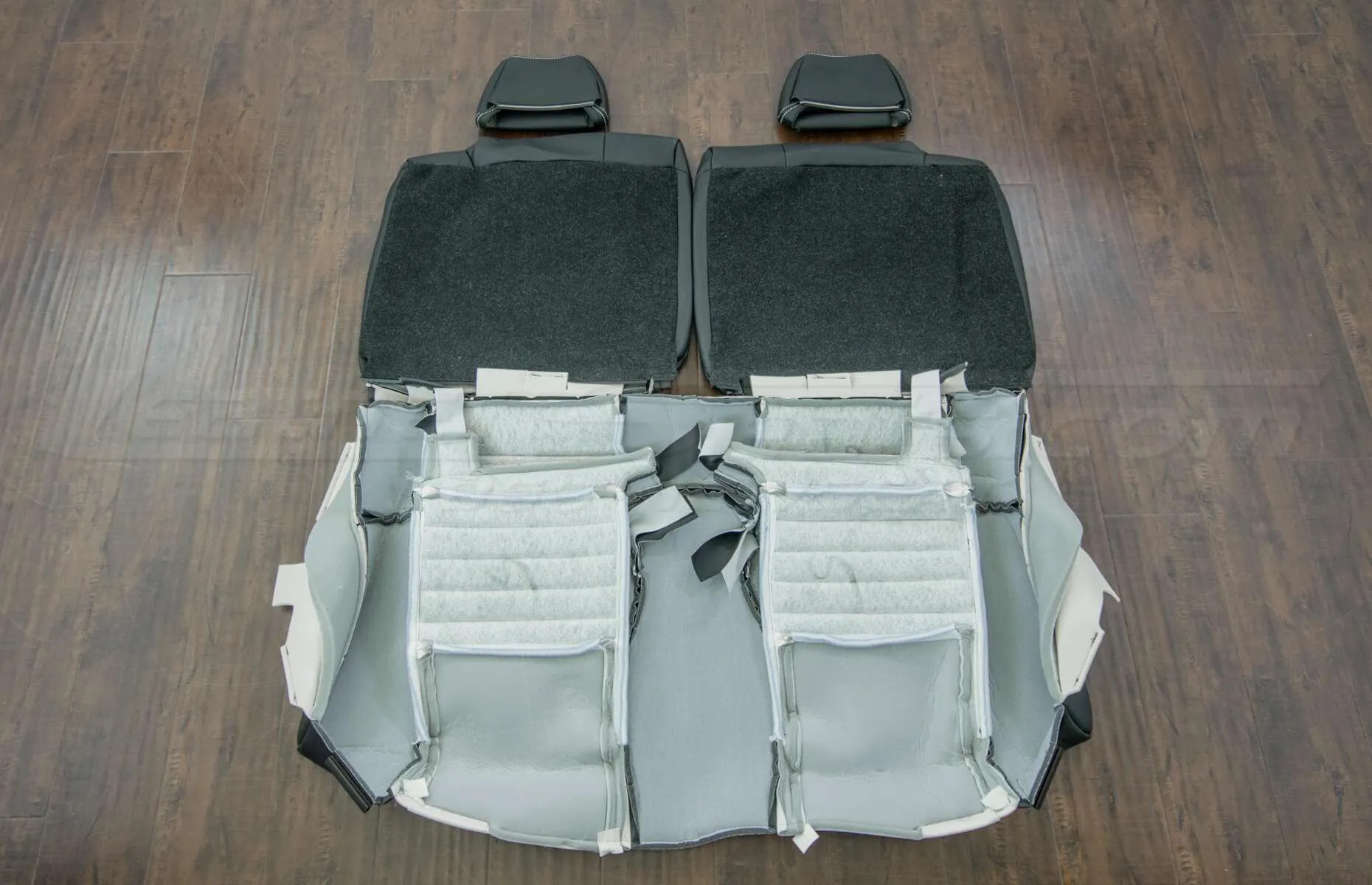 Ford Mustang Upholstery - Black & White - Back view of rear seats