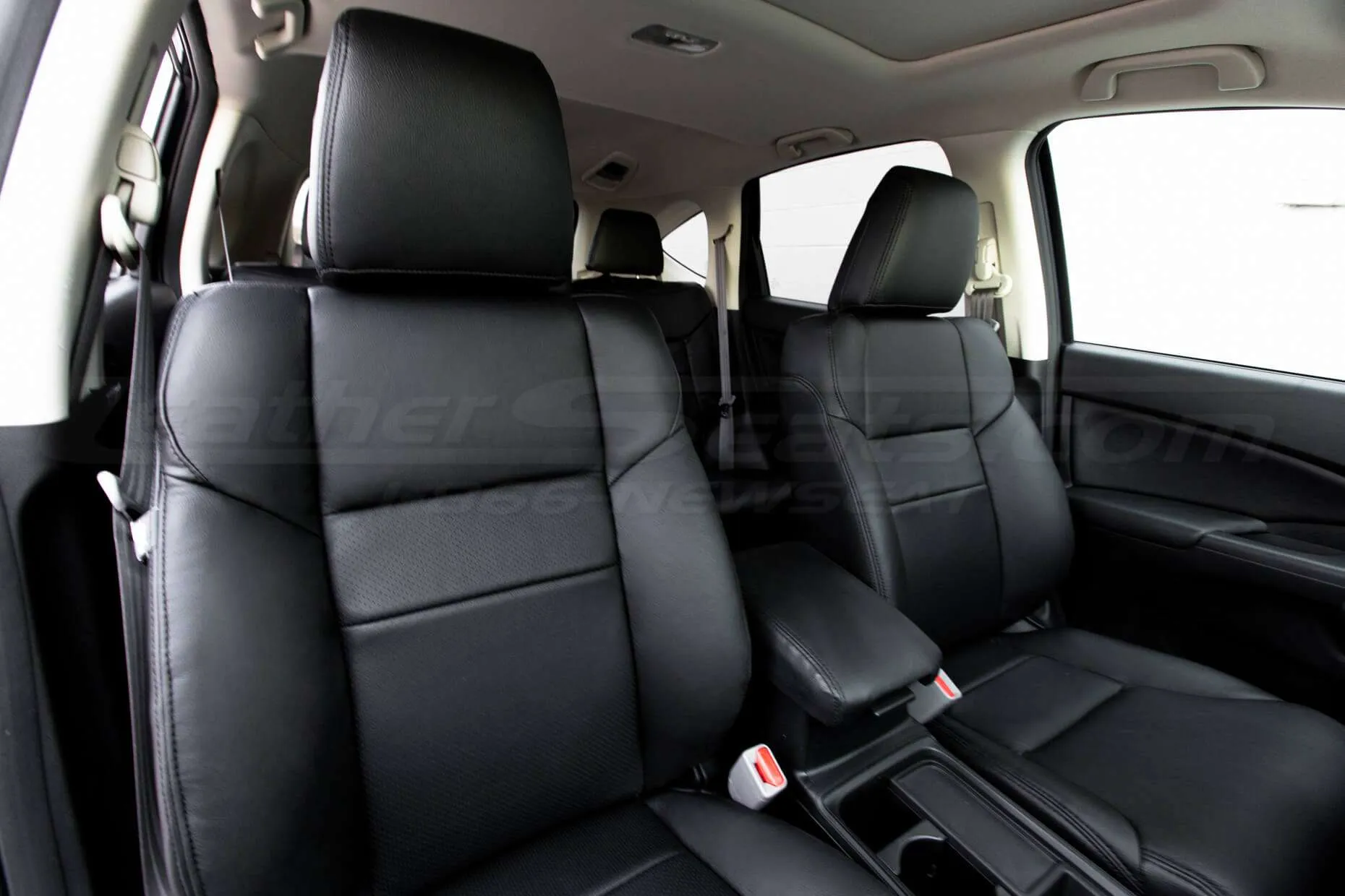 Honda CRV Leather Seat Kit - Black - Installed - Front seat backrests