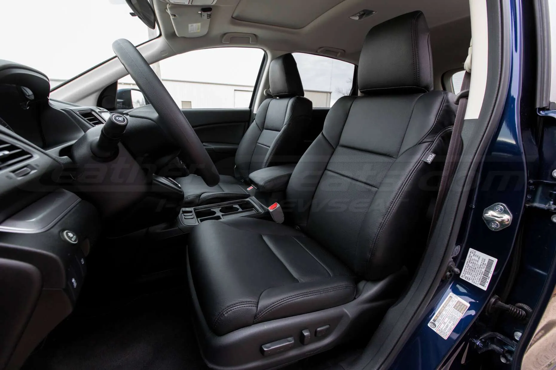 Honda CRV Leather Seat Kit - Black - Installed - Front drivers seat