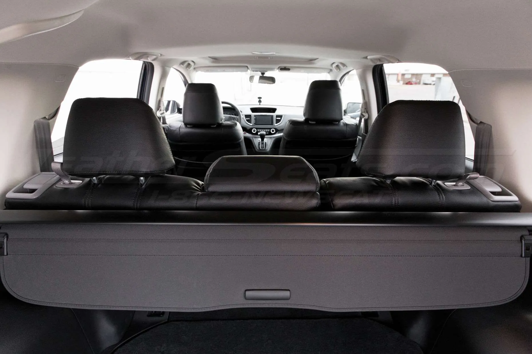 Honda CRV Leather Seat Kit - Black - Installed - Rear headrests