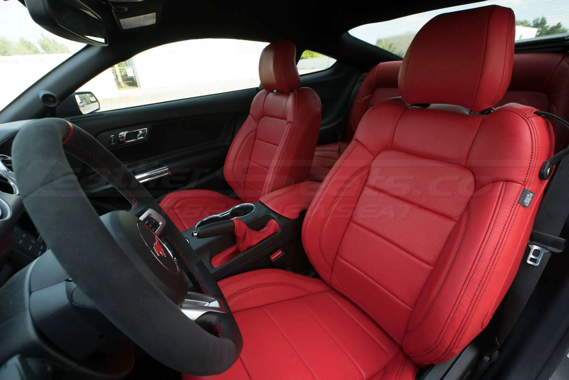 Ford Mustang Bright Red Upholstery Kit - Installed - Front Seats