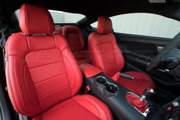 Ford Mustang Bright Red Upholstery Kit - Installed - Front interior