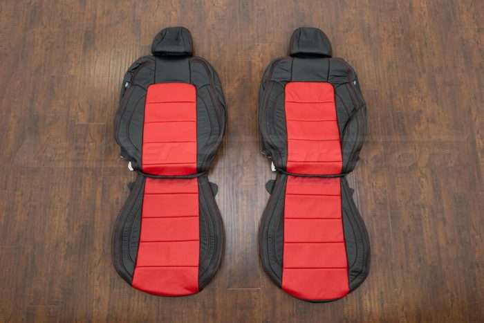 2015-2021 Ford Mustang Seat Upholstery - Black & Bright Red - Front Seats