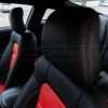 Ford Mustang installed leather kit - Black & Bright Red - Headrest & Double-stitching