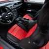 Ford Mustang installed leather kit - Black & Bright Red - Drivers side seat with double-stitching
