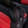 Ford Mustang installed leather kit - Black & Bright Red - Bright Red double-stitching and airbag tag