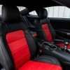 Ford Mustang installed leather kit - Black & Bright Red - Front interior from passenger side