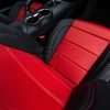 Ford Mustang installed leather kit - Black & Bright Red - Backrest and seat cushion - top-down view