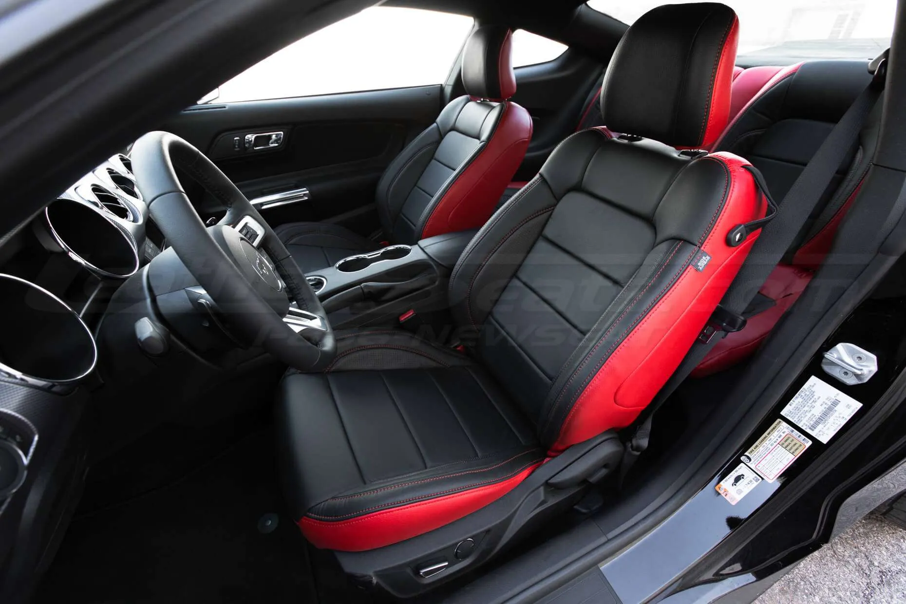 2015-2020 Ford Mustang Install - Bright Red & Black - Front Driver