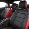 2015-2021 Ford Mustang Leather Upholstery Kit - Black & Bright Red - Installed - Front interior from drivers side