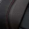 2015-2021 Ford Mustang Leather Upholstery Kit - Black & Bright Red - Installed - Wing Perforation and stitching close-up
