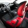 2015-2021 Ford Mustang Leather Upholstery Kit - Black & Bright Red - Installed - Headrest double-stitching