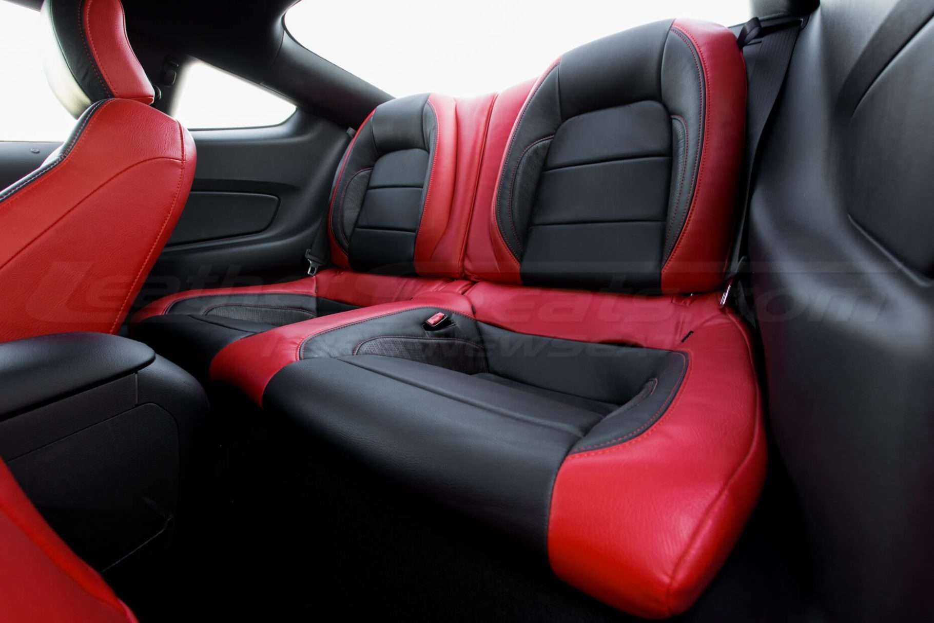 2015-2020 Ford Mustang Install - Bright Red & Black - Rear seats