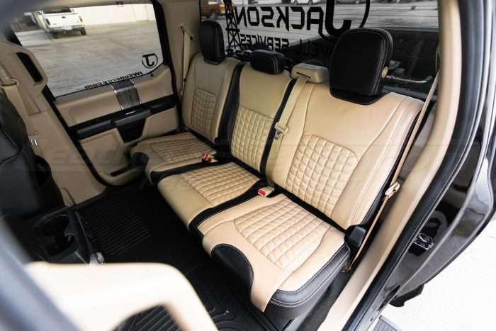 Quadrata Ford Superduty install - Back & Bisque - Rear seats overhead view