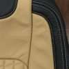 Ford Superduty Bespoke Leather Upholstery - Black & Bisque - Side double stitching focus