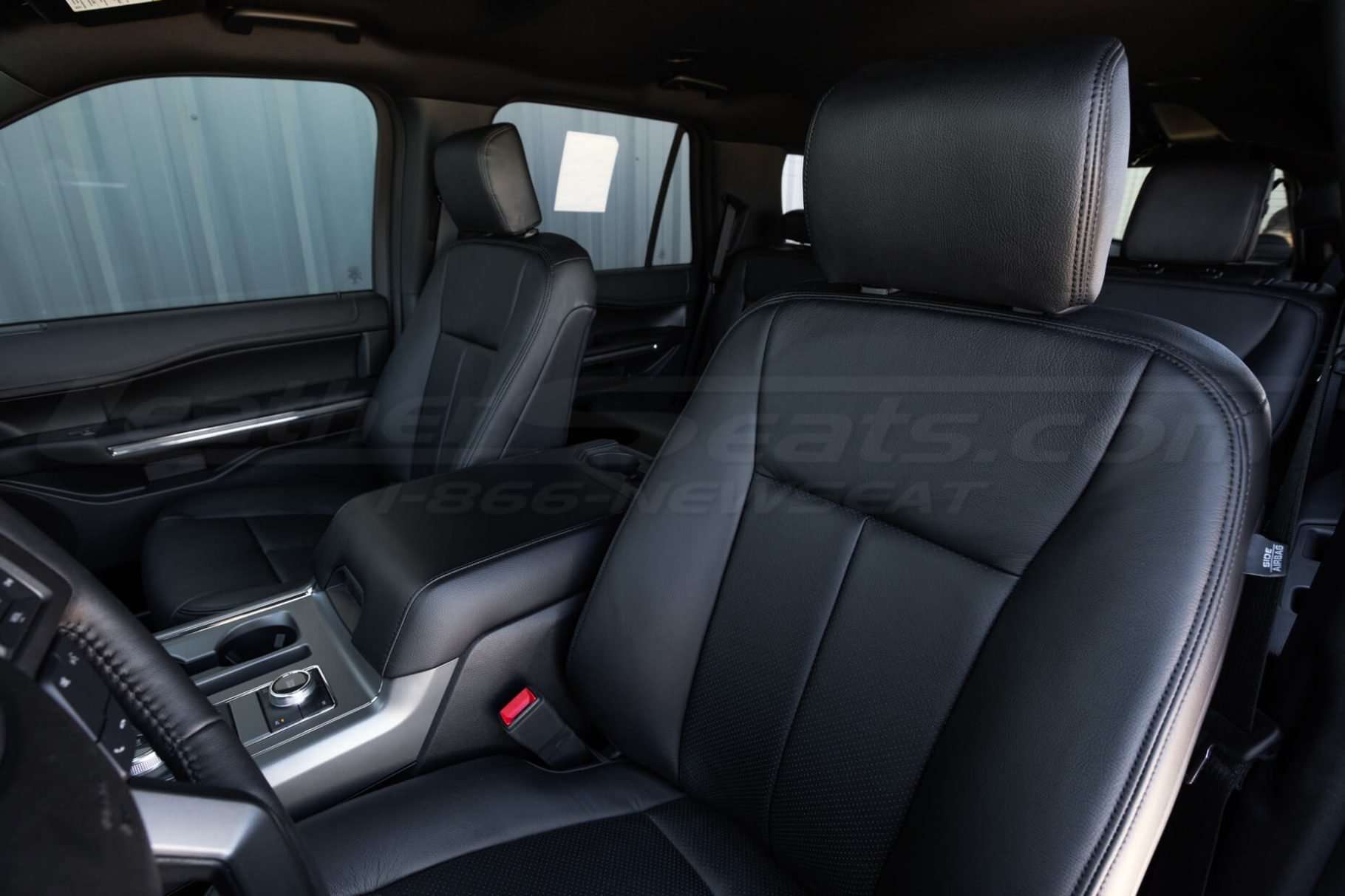 Ford Expedition Leather Upholstery Kit - Black - Installed - Front driver backrest and headrest