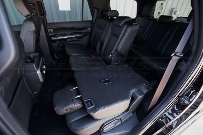 Ford Expedition Leather Upholstery Kit - Black - Installed - middle row with seat folded down