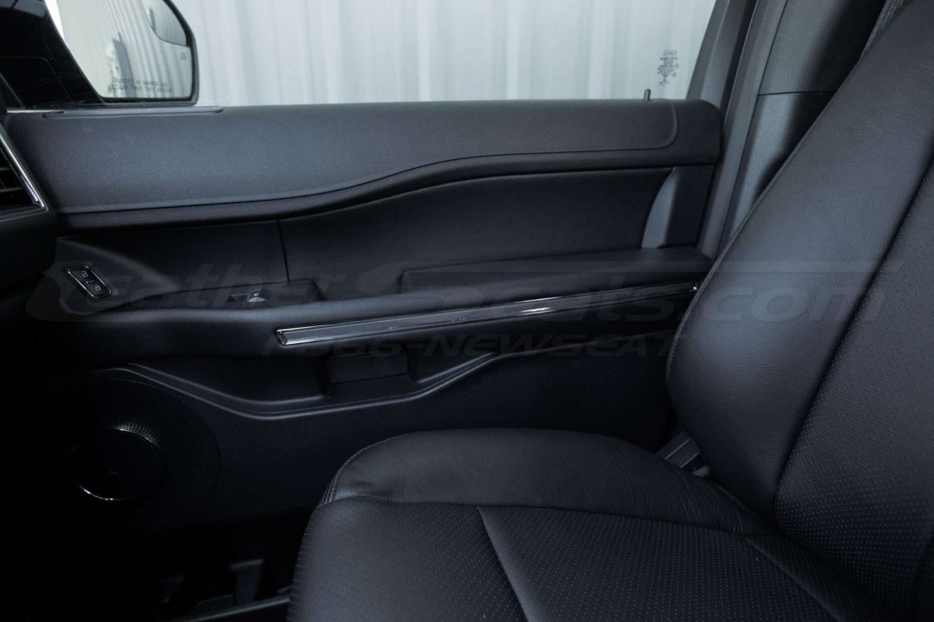 Ford Expedition Leather Upholstery Kit - Black - Installed - Door armrest from the inside of vehicle
