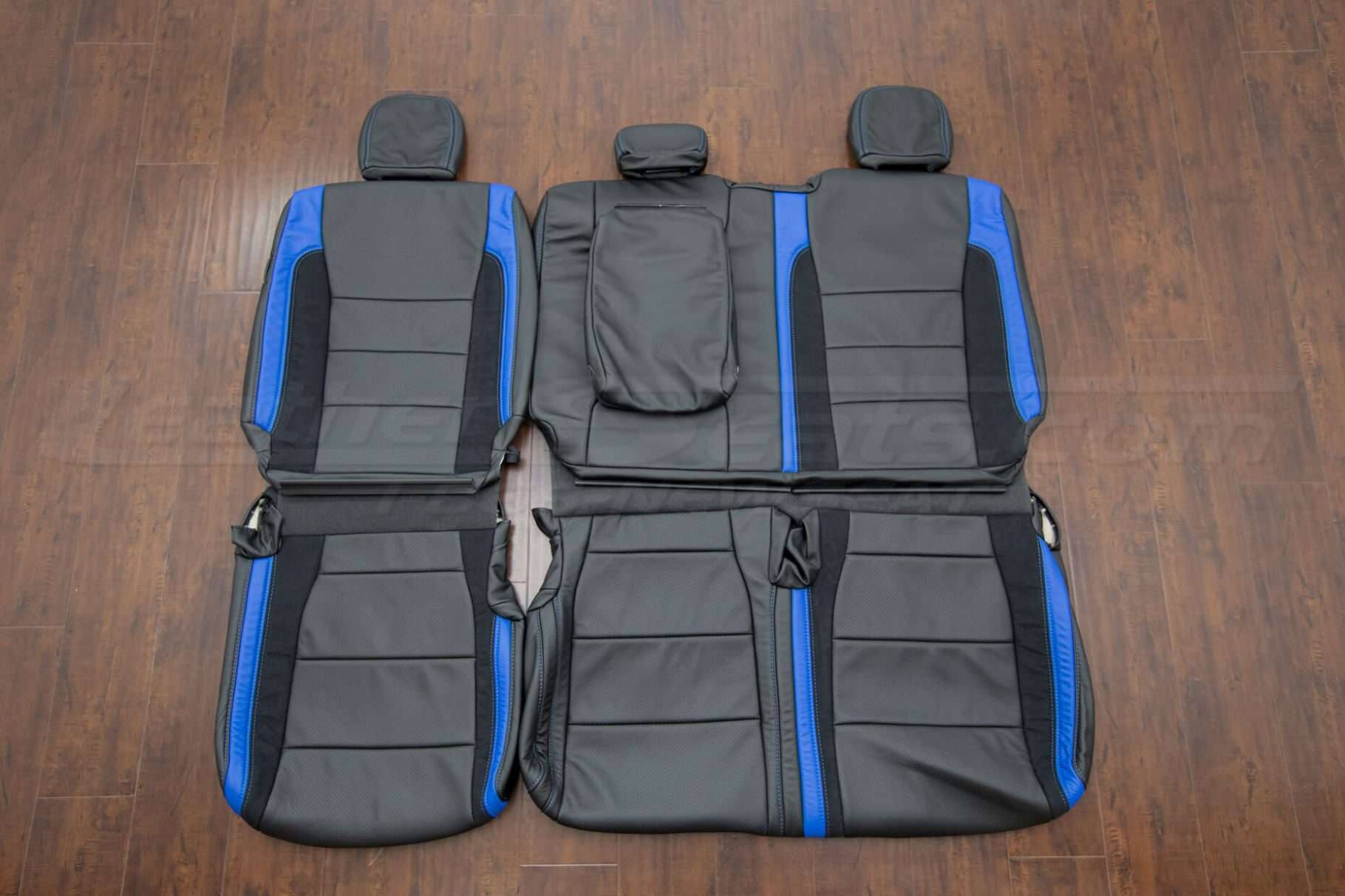 Ford Raptor Upholstery Kit - Black & Cobalt - Rear seats with armrest