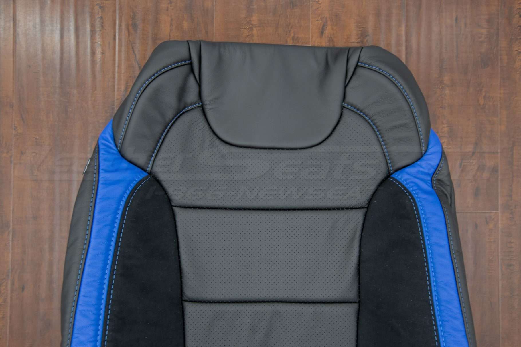 Ford Raptor Upholstery Kit - Black & Cobalt - Upper portion of front backrest