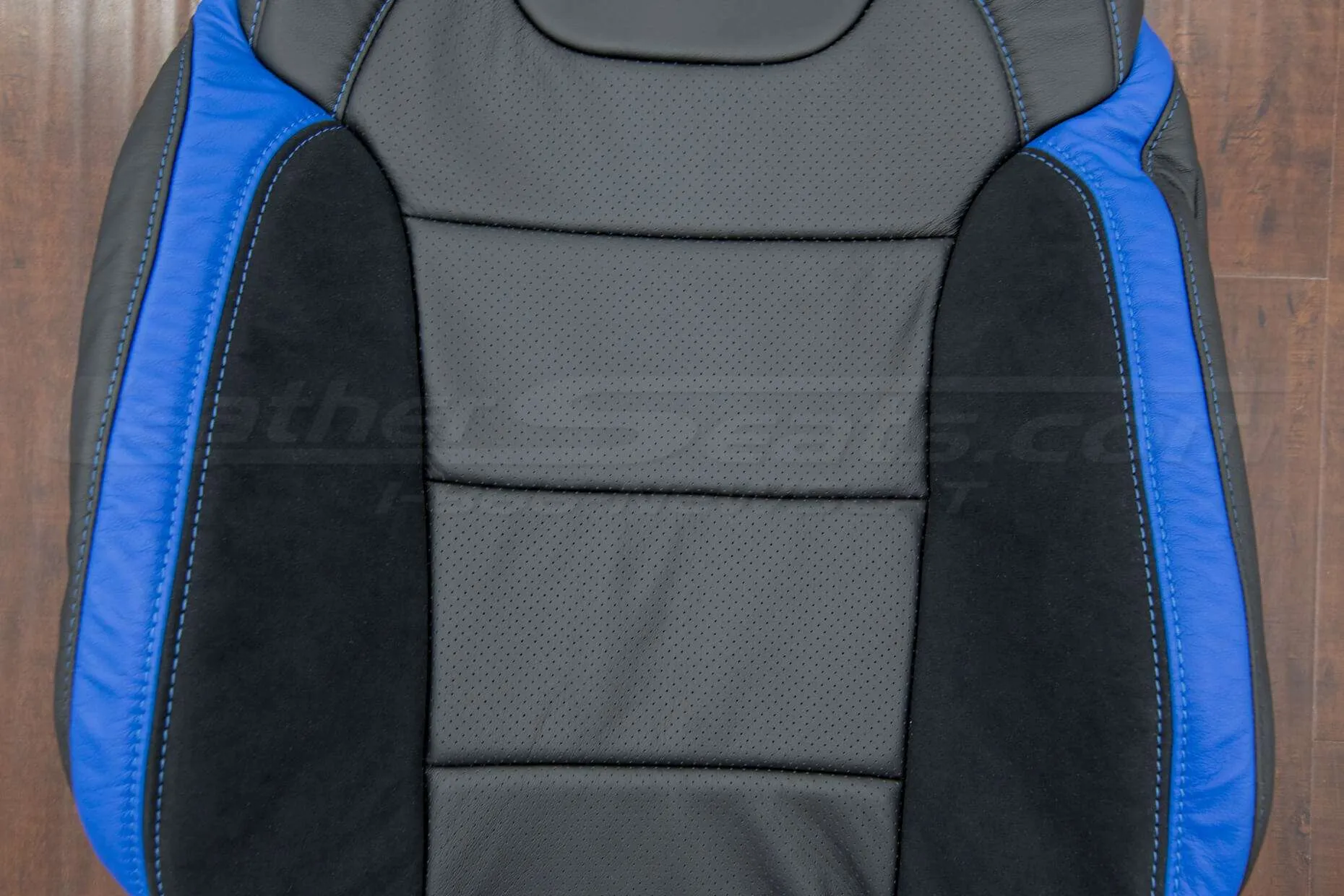 Ford Raptor Upholstery Kit - Black & Cobalt - Suede Wings & perforated body