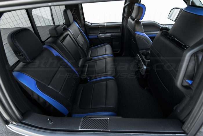 Ford Raptor Black & Cobalt Leather Seats - Rear seats