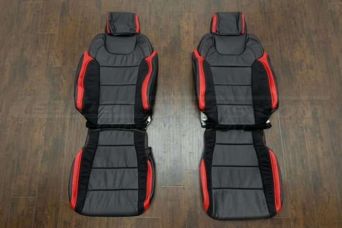 Ford Raptor Leather Upholstery Kit- Black & Bright Red - Front Seats