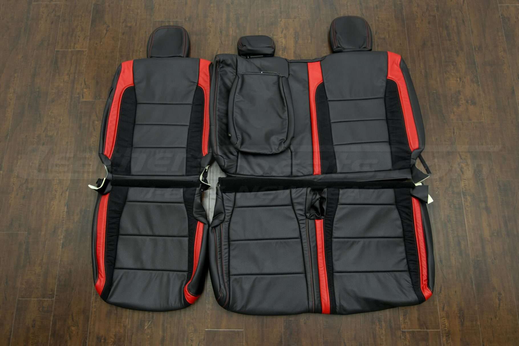 Ford Raptor Leather Upholstery Kit- Black & Bright Red - Rear seats