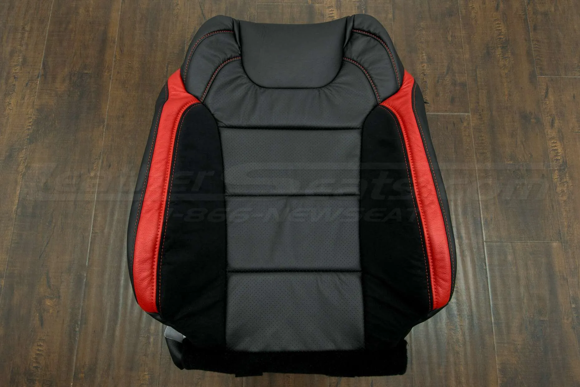 Ford Raptor Leather Upholstery Kit- Black & Bright Red - Front Backrest