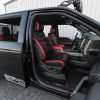 Ford Raptor installed upholstery kit - Black & Bright Red Passenger seat wide angle