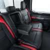 Ford Raptor installed upholstery kit - Black & Bright Red - Rear seats with armrest down