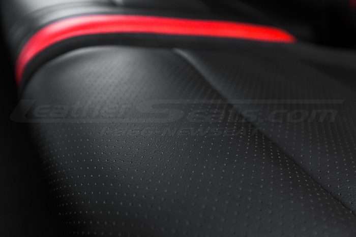 Ford Raptor installed upholstery kit - Black & Bright Red - Perforated cushion