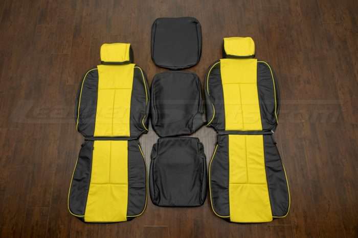2002-2005 Dodge Ram Leather Upholstery Kit - Black & Velocity Yellow - Front seat upholstery