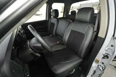 Dodge Ram installed upholstery kit - Dark Graphite & Black Suede