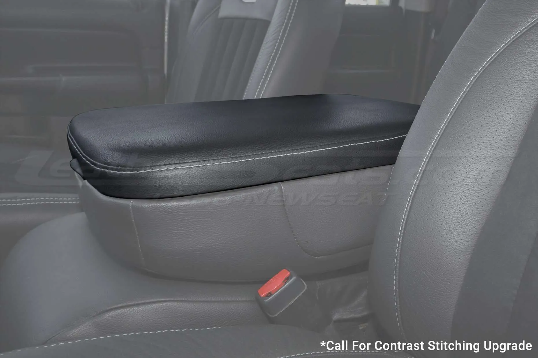 Black Center Console Lid Armrest Cover Synthetic Leather For 02-08 Dodge Ram 