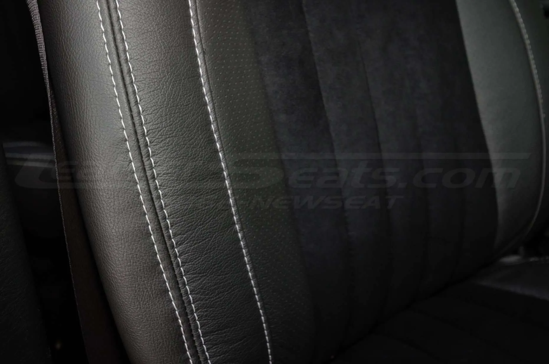 Dodge Ram Upholstery Kit - White double-stitching & Black suede