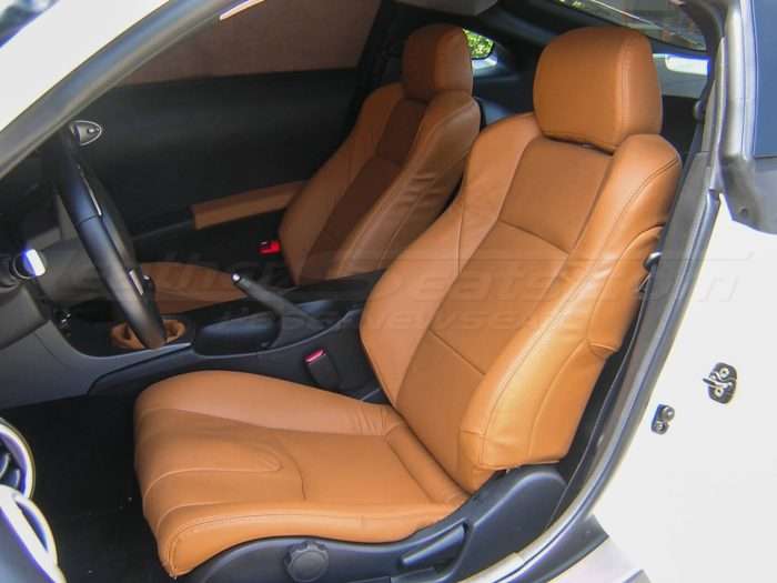 Nissan 350z Installed Leather Kit - Burnt Orange - Front drivers seat