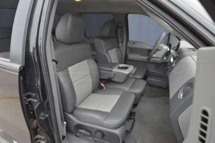 Ford F-150 installed leather kit - Graphite & Stone - Front passenger side