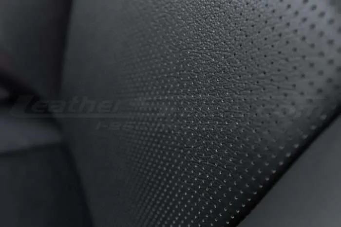 Toyota Tacoma Installed Leather Kit - Black - Installed - PiazzaGray Perforated Backrest close-up