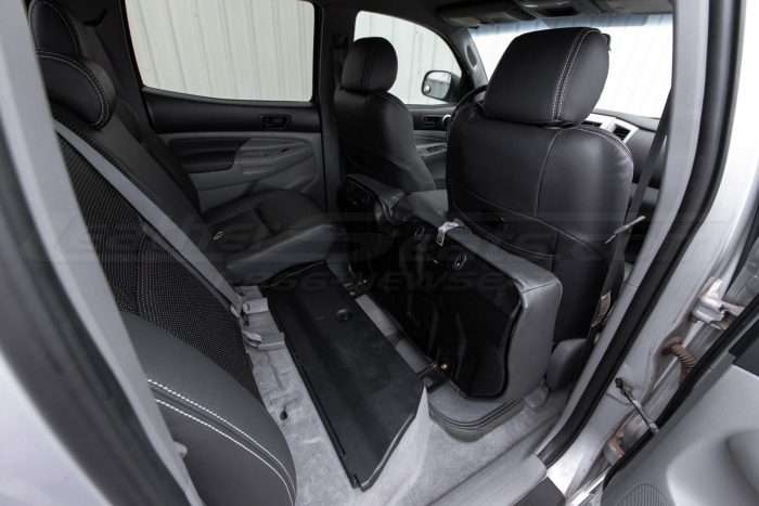 Toyota Tacoma Installed Leather Kit - Black - Installed - Rear seats folded down