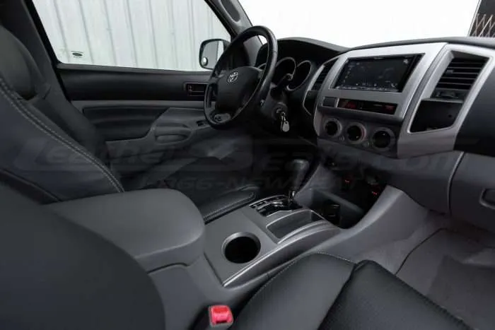 Toyota Tacoma Installed Leather Kit - Black - Installed - Front dash seat heater controls